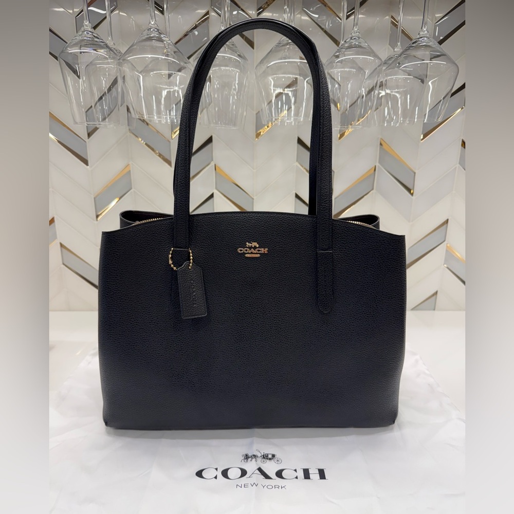 COACH Charlie Carryall 40 Black Leather Tote Bag